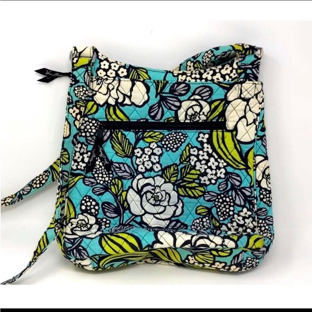 Vera Bradley Blue and Green Crossbody Bag with Floral Design